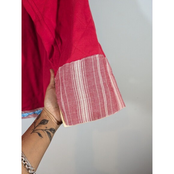 Koos of Course Jacket Women 1X Vintage Red Floral Pattern Linen Blend Reversible - Picture 8 of 10